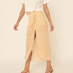 NWT Promesa Delightful Days Ruched Gingham Midi Skirt Large
